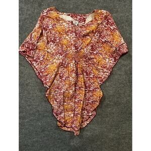 It's Archel African Kaftan Red Orange Paint Splatter Patterm L/XL Liberia